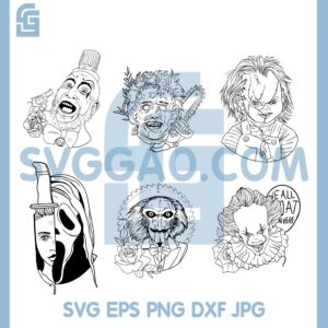 Horror Movie Tattoo Flash ProCrete Stamp Pack Svg, Brush Bundle Halloween Svg