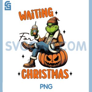 Waiting For Christmas PNG, Funny Grinch Halloween Pumpkin Starbucks Design PNG