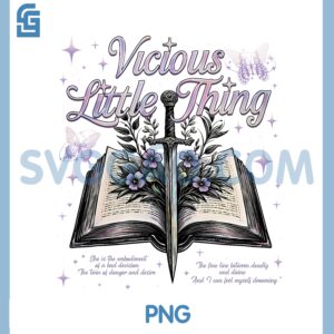Vicious Little Thing PNG, Gothic Book Sword Butterfly Sublimation Design PNG