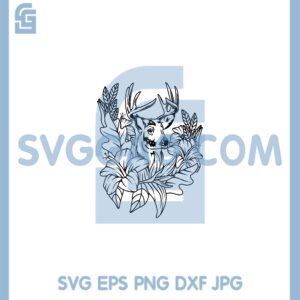 Deer Head FLowers SVG, Floral Deer SVG, Deer Antler Wild Deer SVG