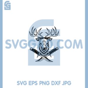 Deer Head Knife Cross Svg, Deer Hunting Svg, Hunting Knife Svg, Wild Deer Hunting Svg
