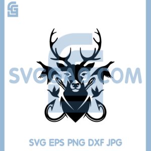 Deer Hook Cross Neck Knitting Svg, Deer Fishing Svg