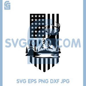 Deer Hunting USA Flag Svg, File Svg Eps Dxf Png