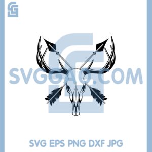 Deer Skull Cross Arrow Svg, Deer Hunting Svg, Arrow Svg, Hunting Svg