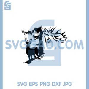 Deer Standing Under The Tree Svg, Deer Svg, Deerhorn Svg