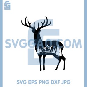 Deer Winter Svg, Deer Reindeer Svg, Snowy Woods Svg