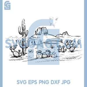 Desert Cactus Mountain Svg, Hill Road Forest Fir Tree Travel Svg