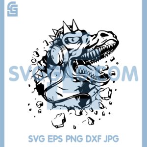 Dinosaur Come Out Svg, Dinosaur Wearing Headphones Svg, Dinosaur Music Svg