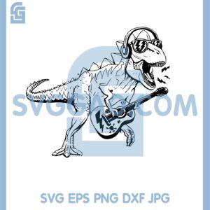 Dinosaur Holding Guitar Svg, Dinosaur Music Svg, Animal Dinosaur Guita Svg