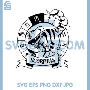 Dinosaur T rex Scorpius Zodiac Sign Svg, Astrology Star Svg, Zodiac Dinosaur Svg