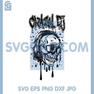 Distressed Skull Melt Svg, Skull Headphones, Crazy DJ Melt Svg