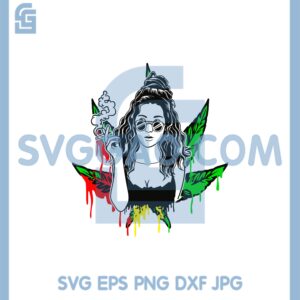 Dope Girl Smoking joint Svg File, Rasta girl Smoking Weed, Cannabis Svg, Marijuana Svg, Smoking Joint Svg