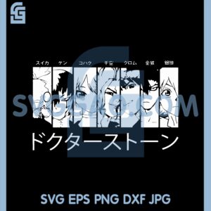 Dr Stone Suika Svg, Gen Kohaku Svg, Senku Chrome Kinro Svg