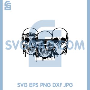 Dripping Hear See Speak Skull Svg, Hear Skull Drip Svg, Speak Skull Svg