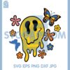 Drippy Smiley And Butterfly Svg, Melted Face And Butterfly Svg
