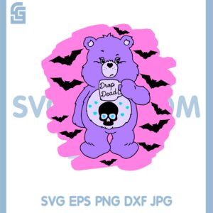 Drop Dead Care Bear Svg, Goth Pastel Emo 90s Cartoon Gift Svg