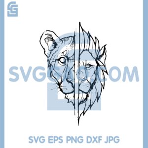 Face Geometric Lion Svg, Geometric Lion Lioness Decor Svg
