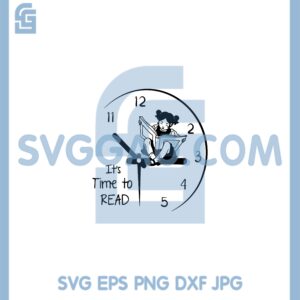 A Girl Reading A Book In Clock Svg, Reading Librarian Cute kid Book Lover Svg