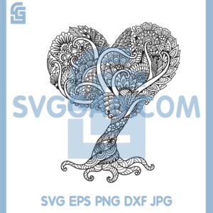 Abstract Heart Shape Tree Svg, Mandala Abstract Heart SVG