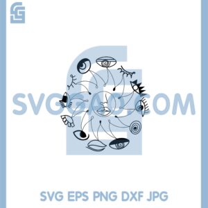 Abstract One Line Face Svg, Abstract Eyes One Line Drawing Svg
