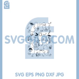 Abstract One Line Faces Svg, Girl Line Faces Svg, Abstract Svg