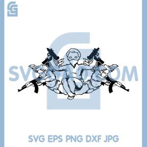 Angel With Gun Svg, Angel Holding Ak47 Svg, Angel Funny Svg