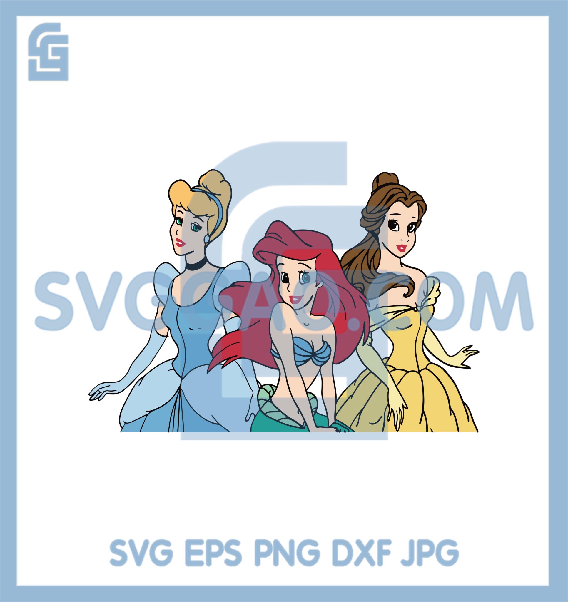 Ariel And Belle Cinderella Svg, Princess Ariel Svg, Cinderella Princess ...