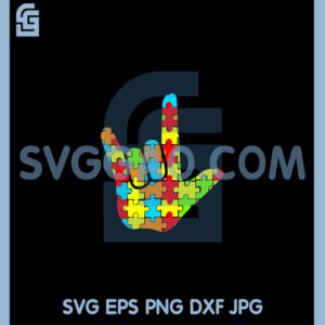 ASL Love Sign Language Autism Svg, Puzzle Piece Svg