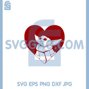 Baby Yoda Heart Red Svg, Baby Yoda Valentines Day Svg
