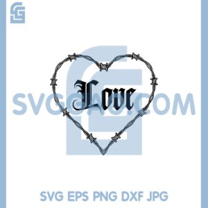 Barbed Wire Heart Svg, Tattoo Love Frame Spiked Fence Svg
