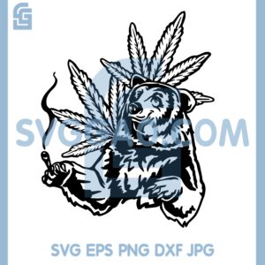 Bear Hand Holding Cigarette Svg, Cannabis Bear Svg, Funny Animal Smoking Marijuana Svg