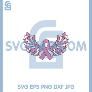 Cancer Awareness Angel Wings Svg, Breast Cancer Awareness Svg, Angel Wings Svg