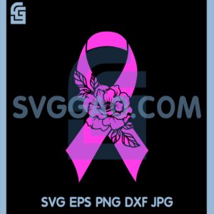Cancer Flower Svg, Awareness Ribbon Svg New, Breast Cancer Ribbon Svg