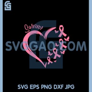 Cancer Heart shape Svg, Warrior Breast Cancer Svg, Pink Ribbon Svg, Cancer Ribbon Svg