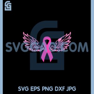 Cancer Ribbon Angel Wings Svg, Angel Wings Pink Svg, Angel Wings Svg