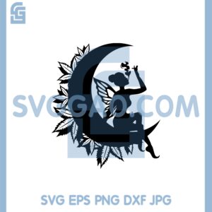 Cannabis smoking fairy svg, Fairy Smoking Weed svg