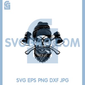 Vintage lumberjack skull Cannabis SVG