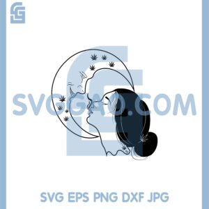 Cannbis Moon Svg, Weed Woman Svg
