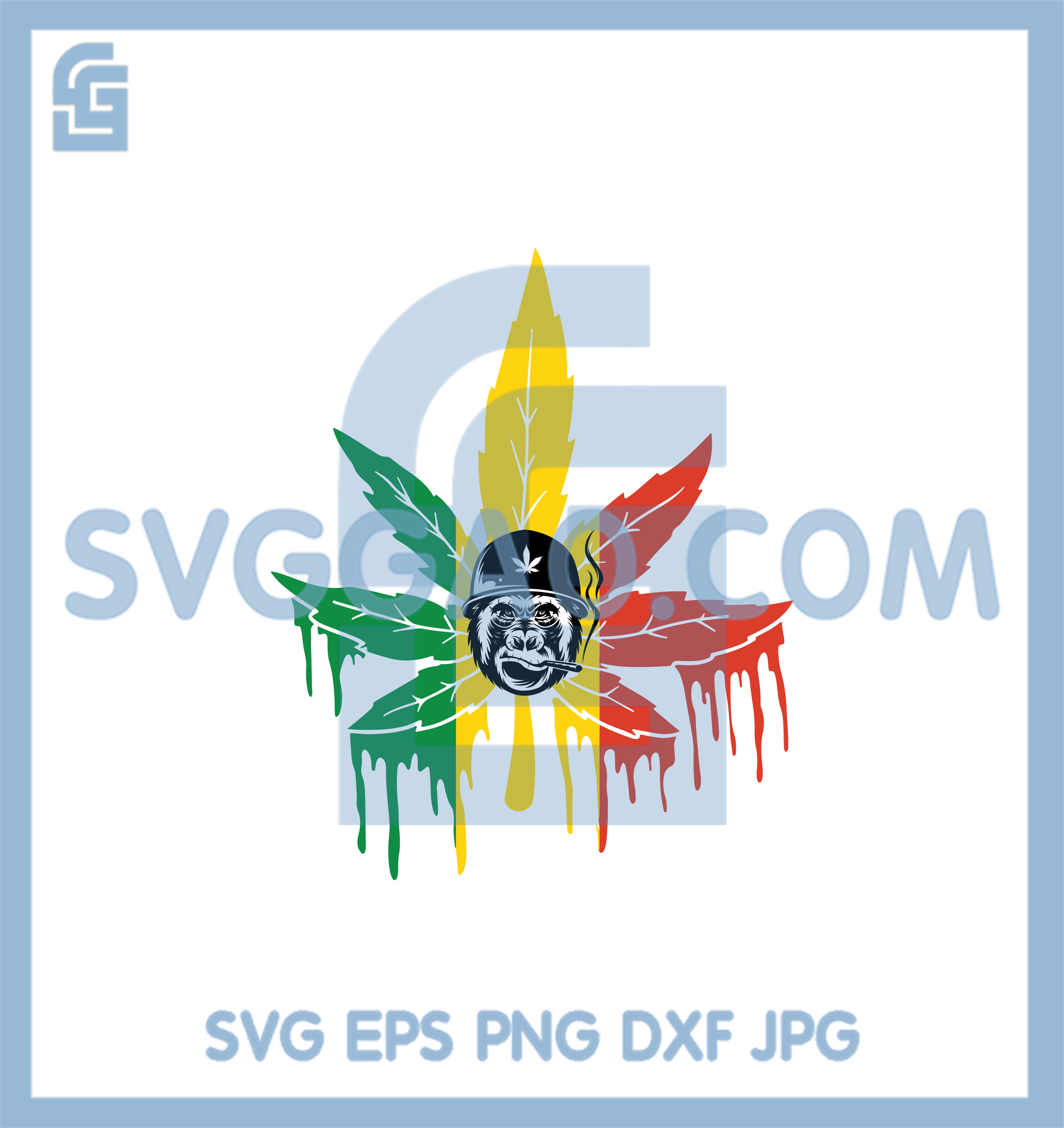 Rasta Monkey Smoking Joint Svg, Animal Smoking Weed