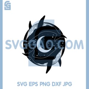 Celestial Whales SVG, moon phase mystical crescent Humpback sea Ocean