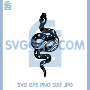 Celestial Witch Gothic Snake Svg, Moon Lunar Mystical Svg, Crescent Stars Svg
