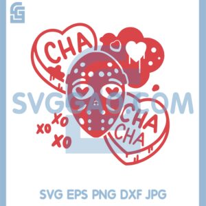 Cha Cha Jason Pink Svg, Candy Hearts Funny Horror Pink Svg