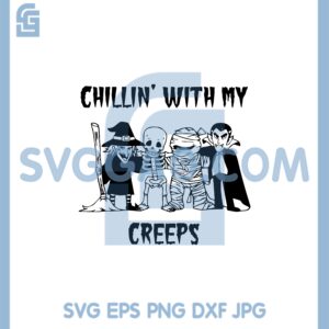 Chillin With My Creeps SVG, Skeleton SVG, Vampire SVG