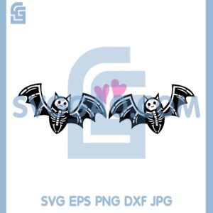 Couple Skeleton Bat Love Svg, Couple Bat Heart Svg
