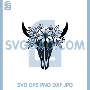 Cow Skull With Flowers Svg, Flowers Svg