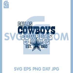 Cowboys Star 1960 Svg, Dallas Cowboys Star Sliced Text Est 1960 Svg