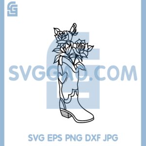 Cowgirl Boots Svg, Cowgirl Svg, Cowgirl Flowers Svg