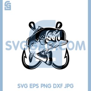 Cross Hook Bass Fishing Svg, Fishing Design File Svg