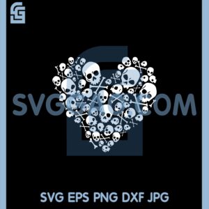 Crossbones Heart Svg, Skull Heart Horror Svg