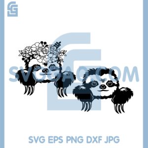 Cute Floral Sloth Bundle Svg, Flower Animal Sloth Bundle Svg